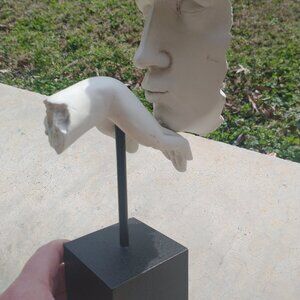 TMS Vitruvian Collection 2005 Floating Kissing Hand Surreal Kiss on Block Art